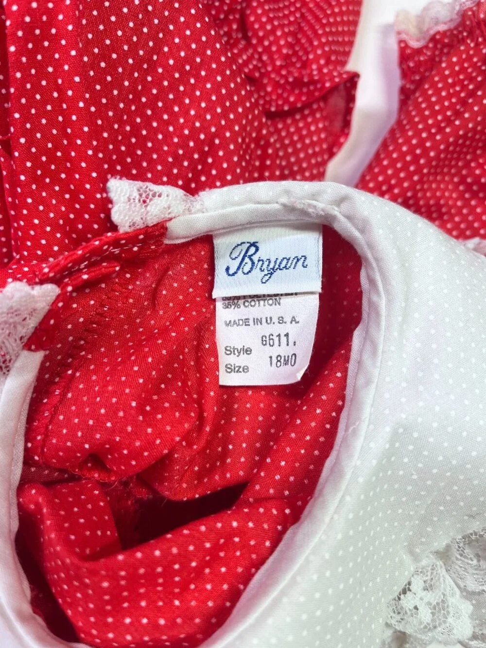 Vintage Bryan Size 18M Polka Dot Dress Ruffled Red White